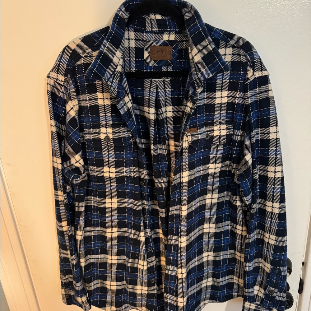 Orvis Navy and White Plaid Shirt